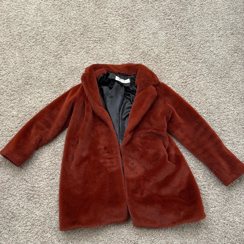 Red Sebby Faux Fur Coat
